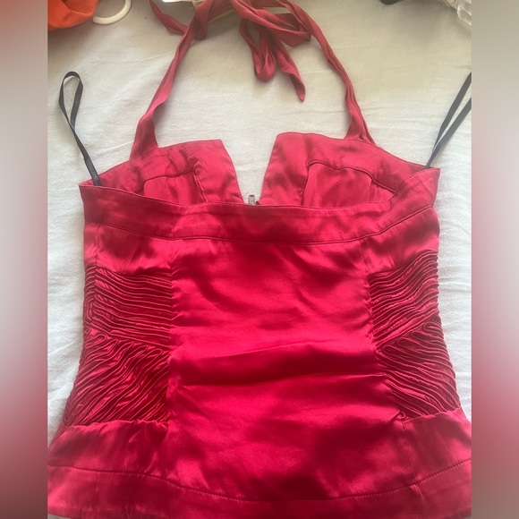 Y2K 90s Bebe Corset Bustier Halter Red Top - Picture 4 of 4